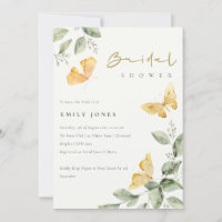 Cute Garden Foliage Butterflies Bridal Shower Invitation