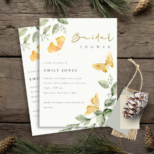 Cute Garden Foliage Butterflies Bridal Shower Invitation