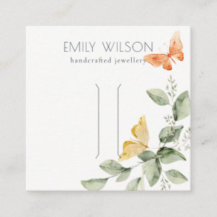 Cute Garden Foliage Butterflies Hair Clip Display Square Business Card