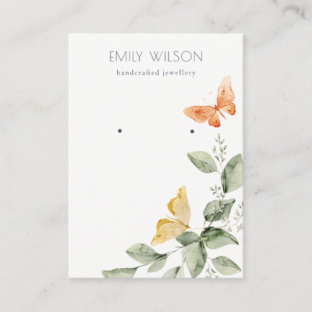 Cute Garden Foliage Butterfly Stud Earring Display Business Card (Front)