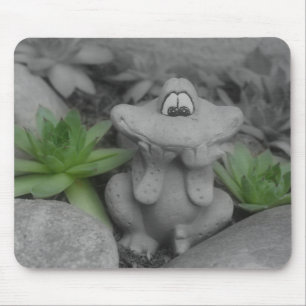 Cute Garden Frog Black White Mousepad