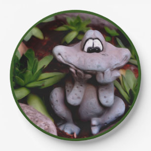 Cute Garden Frog Nature Art Party Paper Plates
