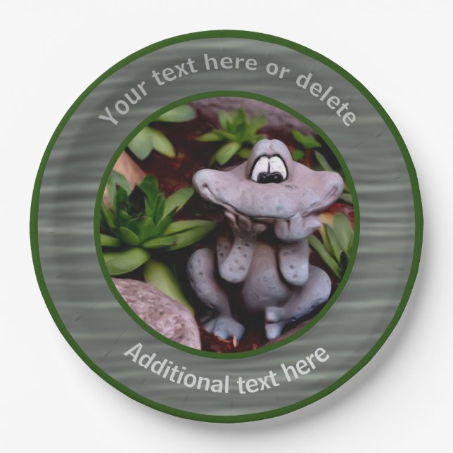 Cute Garden Frog Personalized Party   Paper Plates (Front)