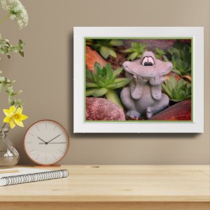 Cute Garden Frog Succulent Garden Framed Art