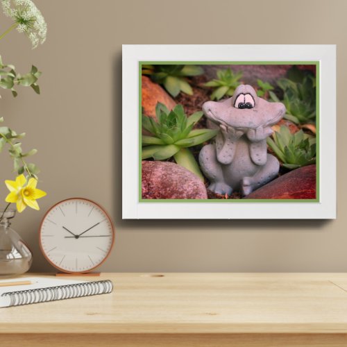 Cute Garden Frog Succulent Garden Framed Framed Art