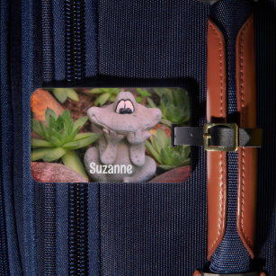 Cute Garden Frog Succulent Garden Personalized Luggage Tag