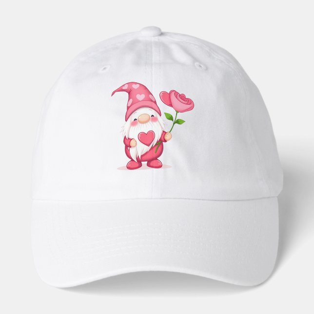 Cute Garden Gnome Baseball Hat - Whimsical Flower  (Front)