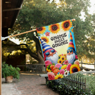 Cute garden gnome lovers  house flag