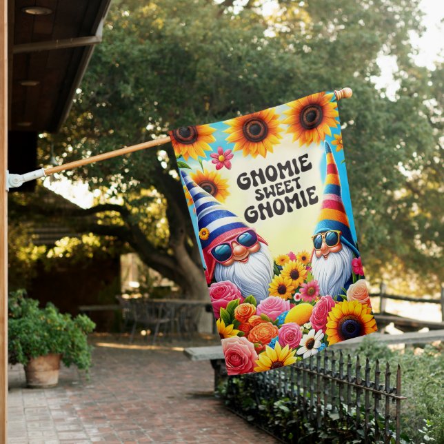 Cute garden gnome lovers  house flag (In SItu)