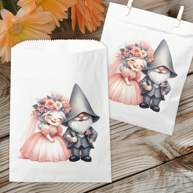 Cute Garden Gnome Orange Rustic Wedding Party Favor Bag (Creator Uploaded)