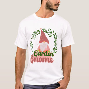 Cute Garden Gnome Spring Floral Wreath Art T-Shirt