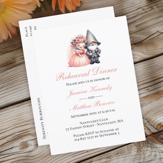 Cute Garden Gnome Summer Just Married Wedding Announcement Postcard (Creator Uploaded)