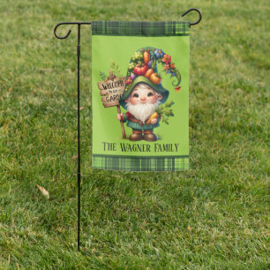 Cute garden gnome welcome Country add name  Flag