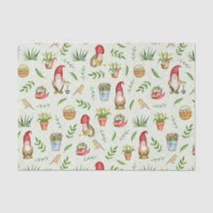 Cute Garden Gnomes, Flowers and Birds Tissue Paper