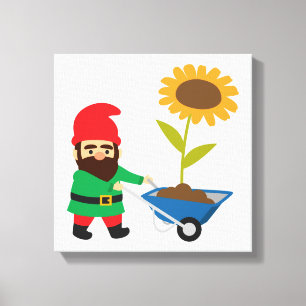 Cute garden gnomes fun canvas print