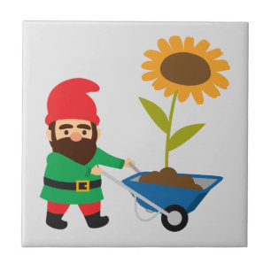 Cute garden gnomes fun ceramic tile
