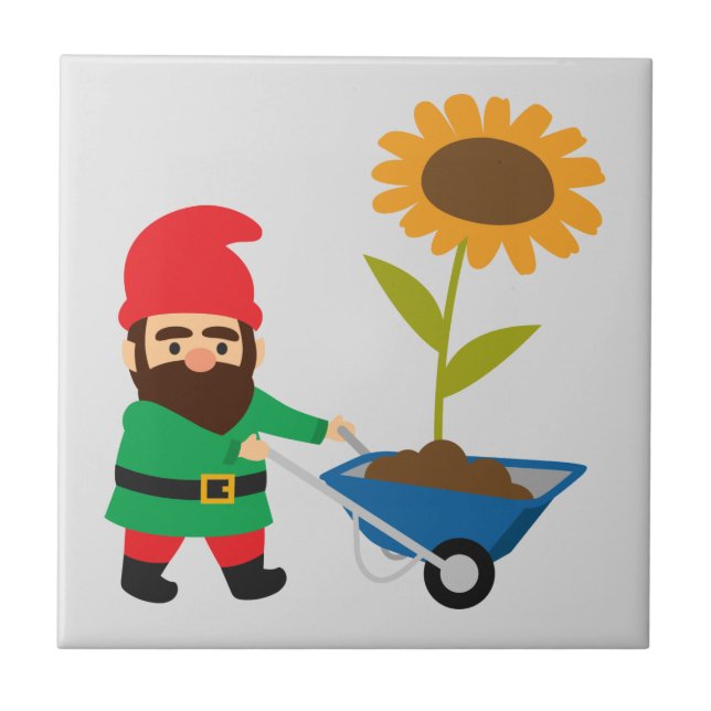 Cute garden gnomes fun ceramic tile (Front)
