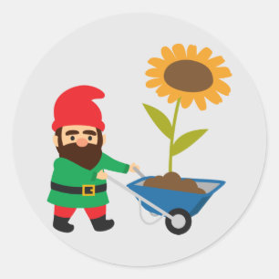 Cute garden gnomes fun classic round sticker