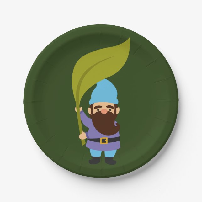 Cute garden gnomes fun paper plates (Front)