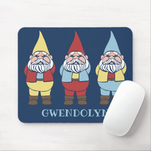 Cute Garden Gnomes Personalized Mouse Pad