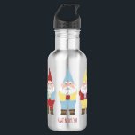 Cute Garden Gnomes Personalized Stainless Steel Water Bottle<br><div class="desc">Create a cute personalized gift for with a touch of whimsy. This water bottle features illustrations of garden gnomes with white beards and pointy hats. Beneath the graphic is a spot to add a name or other text in red lettering.</div>