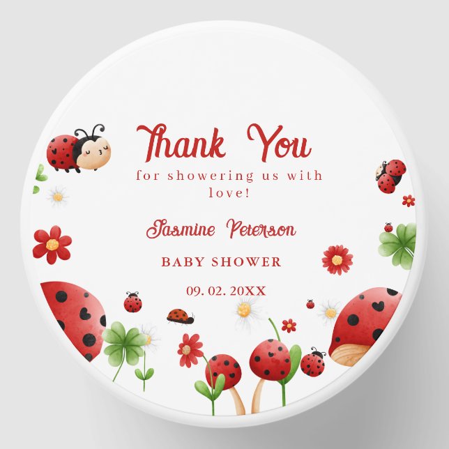 Cute Garden little ladybug baby shower Invitation Mini Candle Favors (Front)