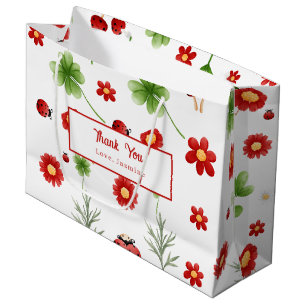 Cute Garden little ladybug baby shower Large Gift Bag