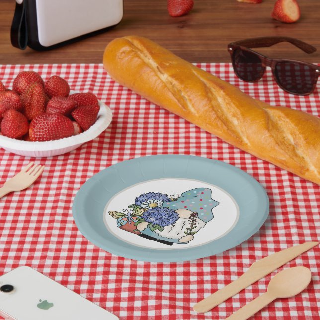 Cute Garden party gnome  Paper Plates (Picnic)