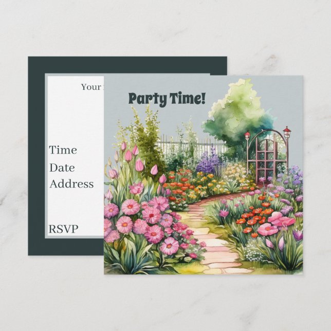 Cute Garden party lovers Invitation (Front/Back)