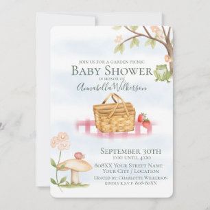 Cute Garden Picnic Baby Shower Invitation