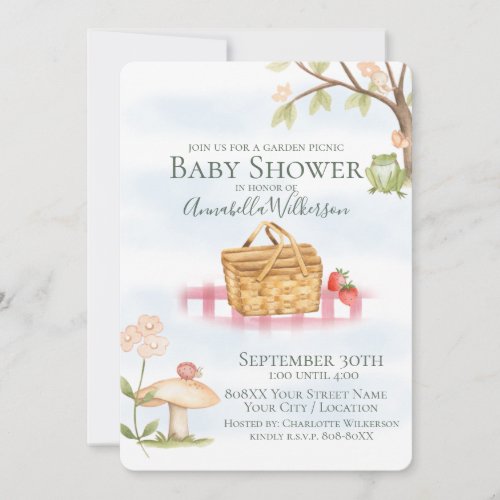 Cute Garden Picnic Baby Shower Invitation