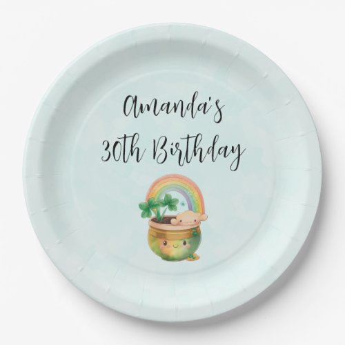 Cute Garden Planter with Rainbow  Clover Paper Plates