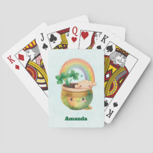 Cute Garden Planter with Rainbow & Clover Poker Cards