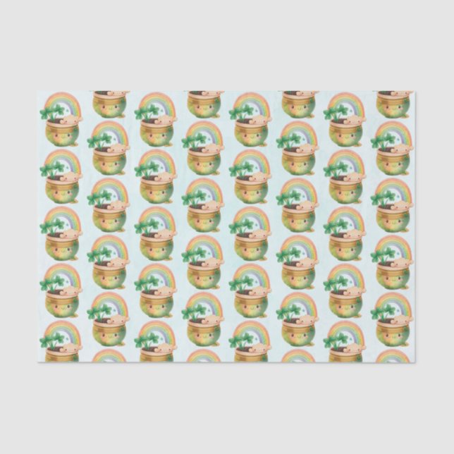 Cute Garden Planter with Rainbow & Clover Tissue Paper (Front)