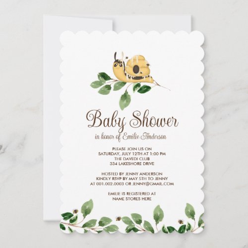 Cute Garden Snail Bee Hive Party Invitation