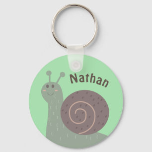 Cute Garden Snail Personalised Kids Keychain