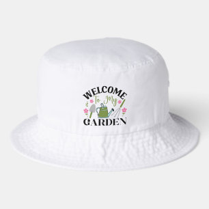Cute garden welcome word art  bucket hat