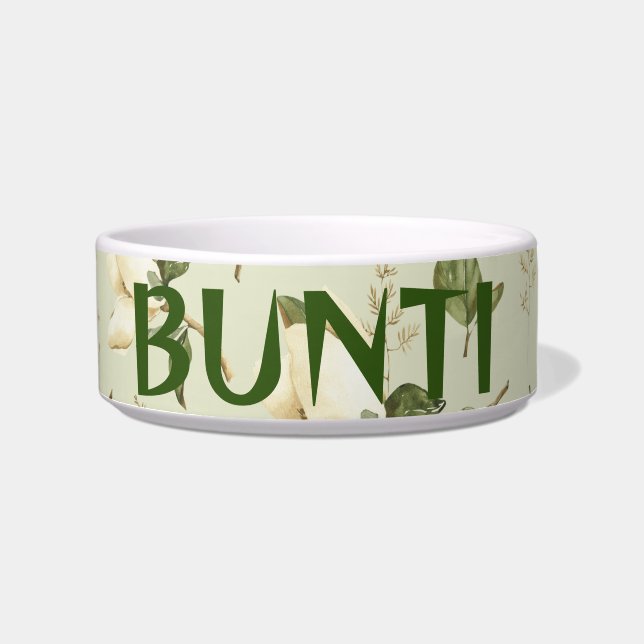 Cute Gardenia Flowers Personalized Pet  Bowl (Front)