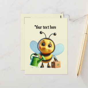 Cute gardening bee lovers customizable  postcard