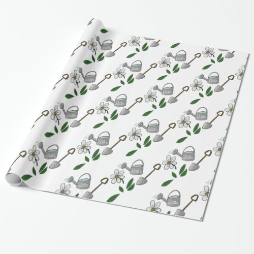 Cute Gardening Illustration Wrapping Paper