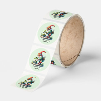 Cute gardening landscaping gnome thank you classic round sticker