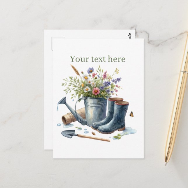 Cute gardening lovers customizable  postcard (Front/Back In Situ)