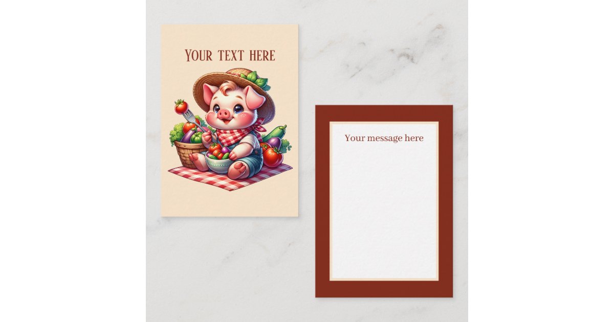 Cute Gardening pig lovers add text Note Card | Zazzle