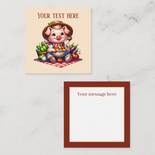 Cute gardening pig lovers add text  note card (Front/Back)