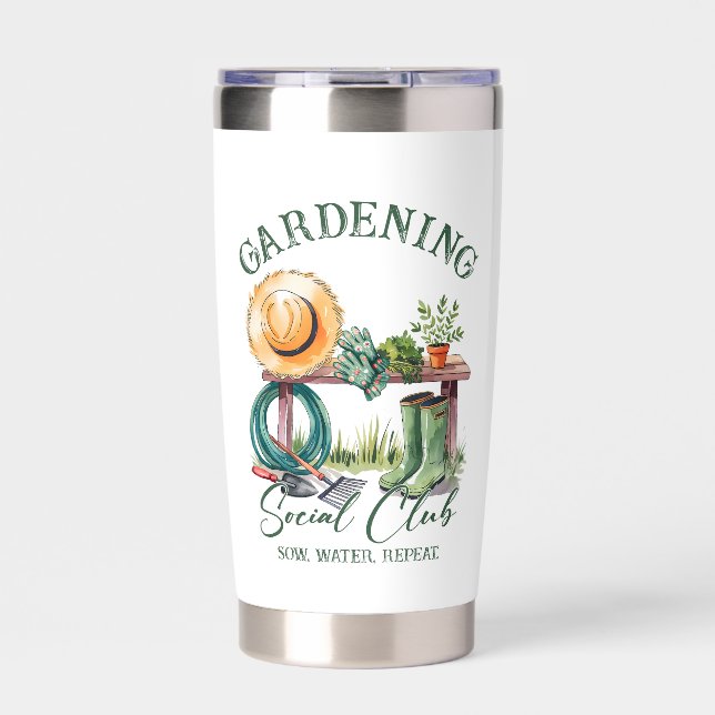Cute gardening social club word art  insulated tumbler (Front)