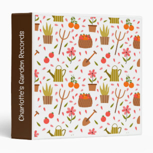 Cute Gardening Tools and Plants Seamless Pattern 3 Ring Binder