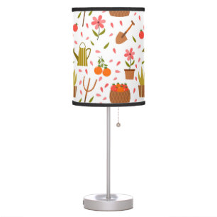 Cute Gardening Tools and Plants Seamless Pattern Table Lamp