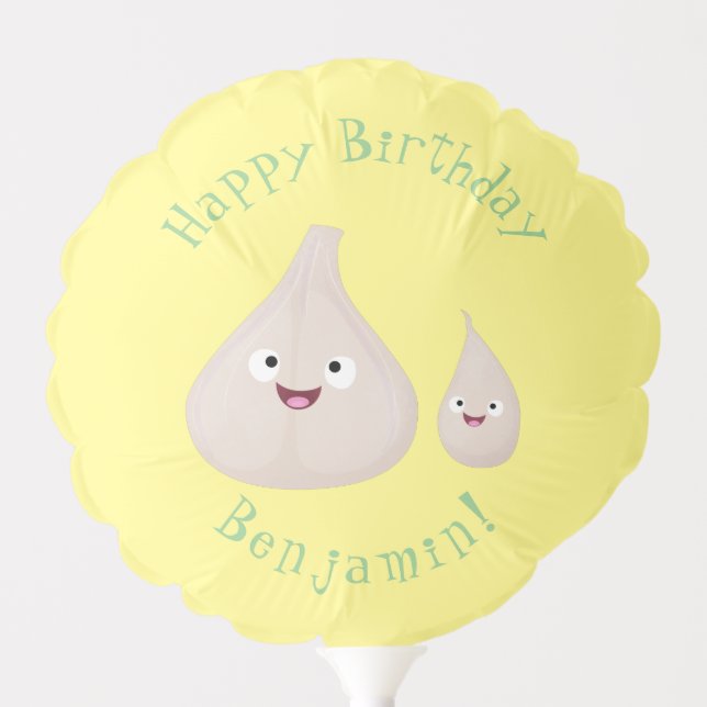 Cute garlic cartoon vegetable illustration balloon (Front)