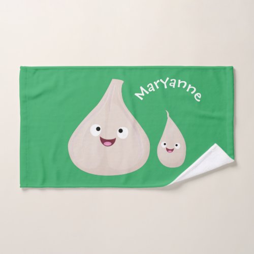 Cute garlic cartoon vegetable illustration bath towel set