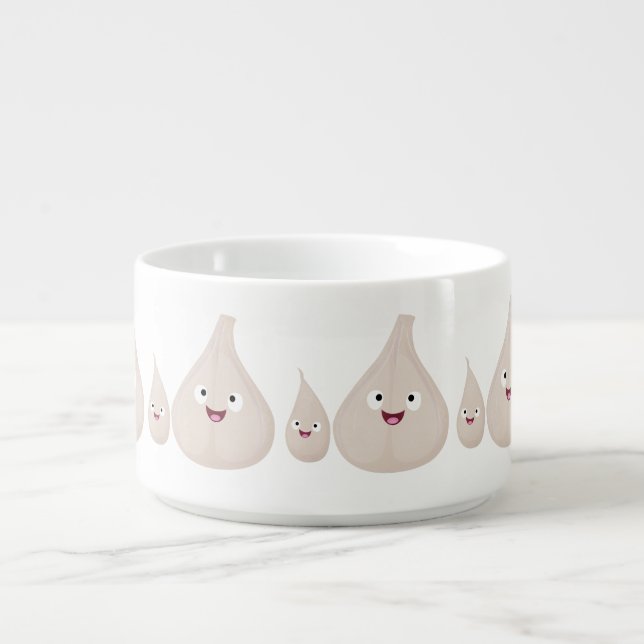 Cute garlic cartoon vegetable illustration bowl (Center)